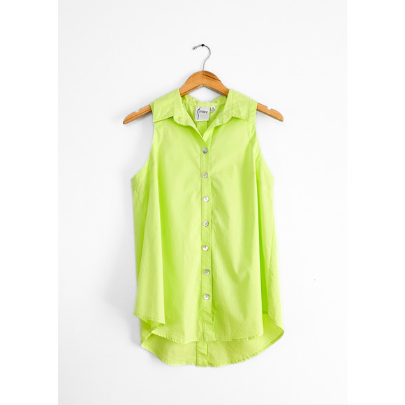 Finley Sleeveless Button Down Top in Limeade Bright Green medium - Picture 1 of 4